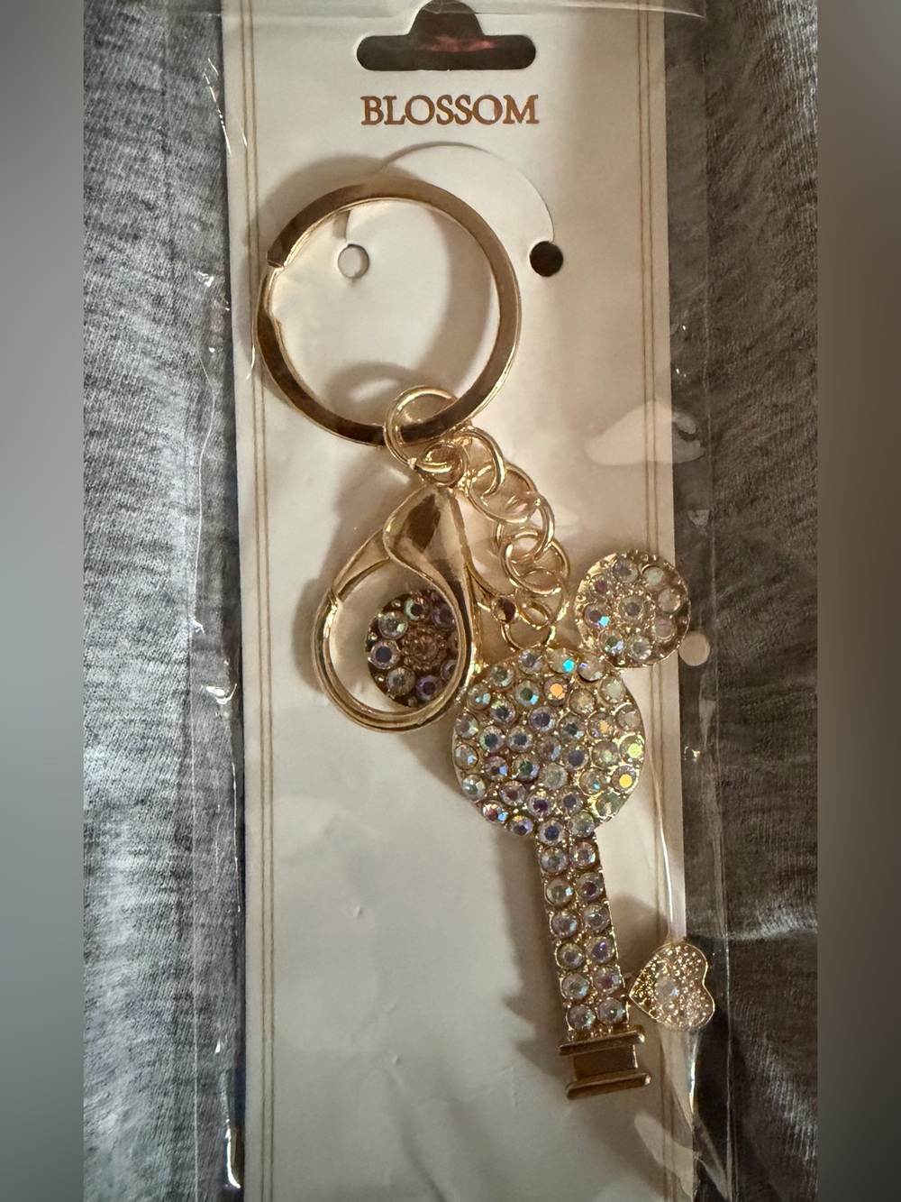 Blossom Gold Crystal mickey Key Charm Keychain